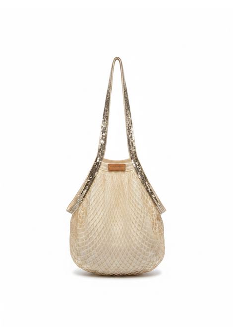 Vanessa Bruno Medium Moon Bag in Woven Raffia and Lurex - Vanille Vanessa Bruno |  | 1EVE26-V40700222